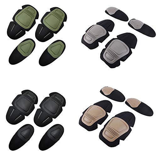 hwangli Military Protective Gear,CS Shooting Hunting Accessory Protective Gear,Knee & Elbow Support Pads Green - Thumbnail 3
