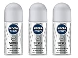 Nivea for Men Deodorant Roll On 1.69 oz (Silver Protect) (Set of 3)