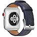 Compatible Apple Watch Band 38mm 40mm, MARGE PLUS Genuine Leather Watch Strap Replacement Band with Stainless Metal Buckle Compatible Apple Watch Series 4 Series 3, 2, 1 Sport and Edition, Dark Blue