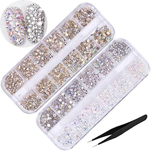NO.1 Direct 4 Color Rhinestone Case for Nail Decor,Large Capacity Set Nail Art Decor,Self Nail Resin Nail with 1 Tweezers Included