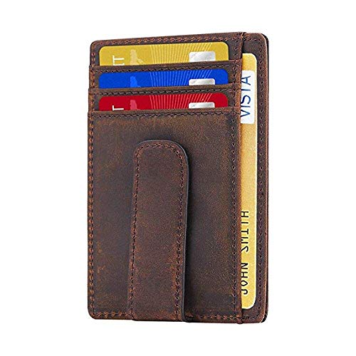 Beartwo RFID Blocking Minimalist Genuine Leather Money Clip Wallet Slim Front Pocket Wallet Credit C - //coolthings.us