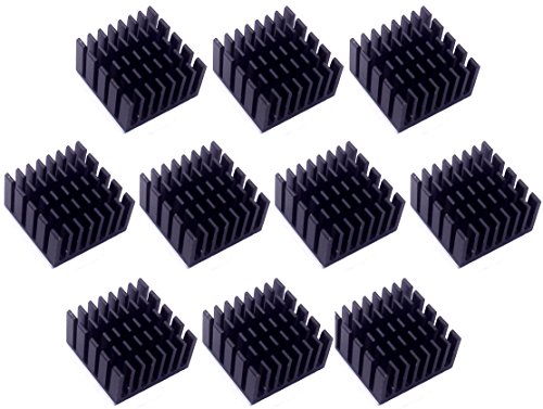 Easycargo 10pcs Heatsink Kit 20x20x10mm + 3M 8810 thermal conductive adhesive tape, cooler Heat Sink for cooling GPU IC Chips VRAM VGA RAM (20mmx20mmx10mm)