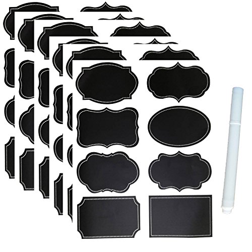 Top label Chalkboard Labels Set 48 Art Lace Reusable Waterproof Stickers,8 Styles Label Sticker for Jars, Party,Crafts Rooms, Weddings and Organize Your Home & Kitchen,Free a White Erasable Chalk - Thumbnail 2