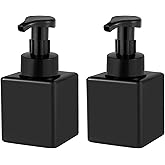 UUJOLY Foaming Soap Dispenser, 9oz Refillable Pump Bottle Plastic for Liquid Soap, Shampoo, Body Wash, 2 Pcs, Black