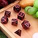 HESTYA Metal Dices Set Polyhedron Dice Compatible with Dungeons and Dragons, Role Playing Math Teaching Table Games Solid Zinc Alloy with Enamel Dice with Storage Bag