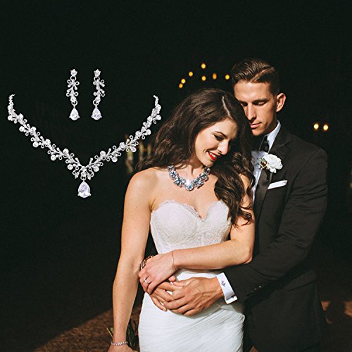 LILIE&WHITE Clear Crystal and Cubic Zircon Necklace and Earrings Jewelry Set For Women Wedding