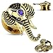 Elephant Screw Fit Flesh Tunnels 14kt Gold Plated Blue CZ, Ear Plugs Gauges - Sold As Pair