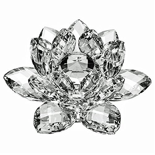 4" Amlong Crystal Clear Crystal Lotus Flower With Gift Box