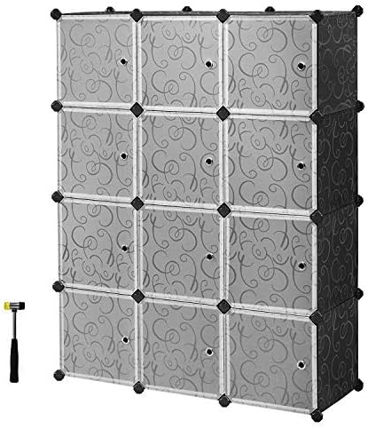 SEVVY Portable Wardrobe - Plastic Sheet Self Assembling Modular Storage Organiser with Hanging Rod for Cloths