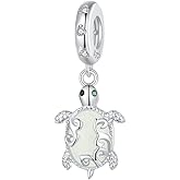 WOSTU 925 Sterling Silver Owl Turtle Seashell Firefly Cat Animal Beach Charms fit Charm Bracelet Birthday Jewelry Gift for Women
