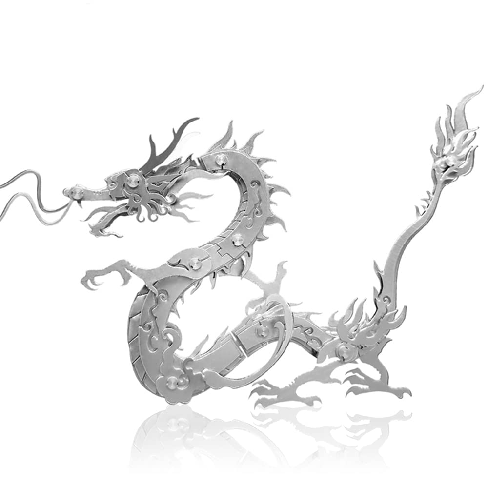 Microworld 3d Metal Model Kits, Mechanical Dragon 3d Metal Puzzles for Adults, Steel Warcraft Collection DIY Animal Brain Teasers Simple 3D Puzzles Home Decor Art Craft Gifts Toys for Teens