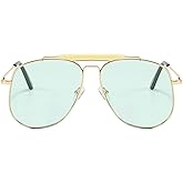 willochra Oversized Pilot Square Sunglasses For Women Men Vintage 70s Polygon Sun Glasses Ladies Double Bridge Shade Eyewear