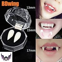 Bdwing Vampire Teeth Funny Horror Trick Toy Goofy Fake Vampire Fangs Dentures, Great Party Favors for Cosplay Prop Halloween Decoration Props Costume Accessory, 6pcs/3 Pairs(13mm 15mm 17mm)