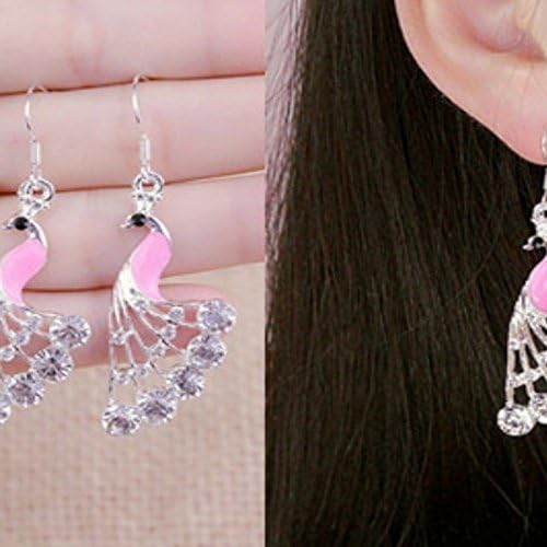 trinkets Creative Gift Woman Retro Earrings Earring Dangler Eardrop Pearl Exaggerated Long Tassel Women Girls ([Pink] Peacock