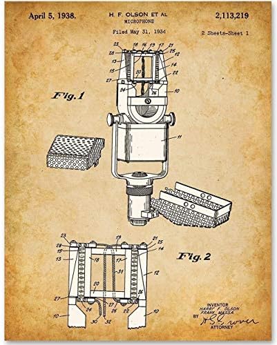 Microphone 11X14 Unframed Patent Print Great Gift For Musicians Djs Or Singers