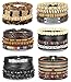 FIBO STEEL 10-32 Pcs Braided Leather Bracelets for Men Women Cool Wrist Cuff Bracelet Adjustable