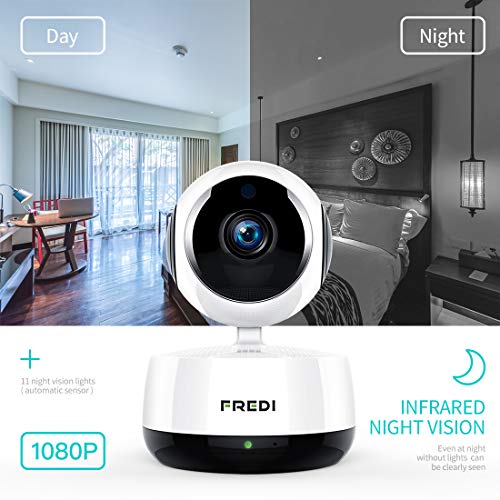 FREDI Wireless Camera Baby Monitor 1080P HD WiFi IP Camera with Two-Way Talking,Infrared Night Vision,Pan Tilt,P2P WPS Ir-Cut Nanny Security Camera Motion Detection