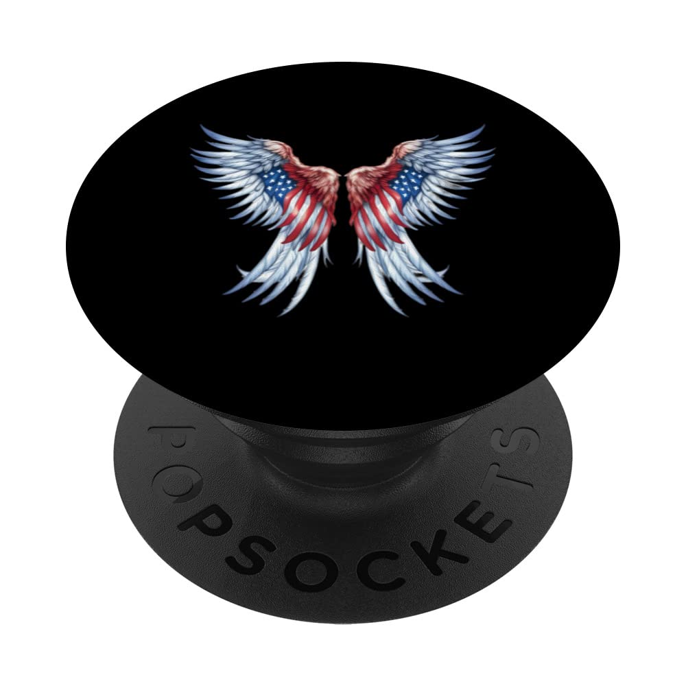 Veterans day, 4th of July patriotic wings angel usa flag PopSockets Swappable PopGrip