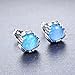 Bamos Jewelry 7.6MM White Gold Blue Fire Opal Best Friend Wedding Earrings Studs for Womens and Girls
