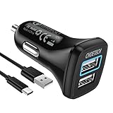 CHOETECH USB C Car Charger, 30W Dual USB Car Charger Compatible with iPhone XS XS Max XR X 8 8 Plus, Quick Charge 3.0 with Extra USB C Cable Compatible with Galaxy Note 10 S10 S9 Note 9/8 S9 S8, LG