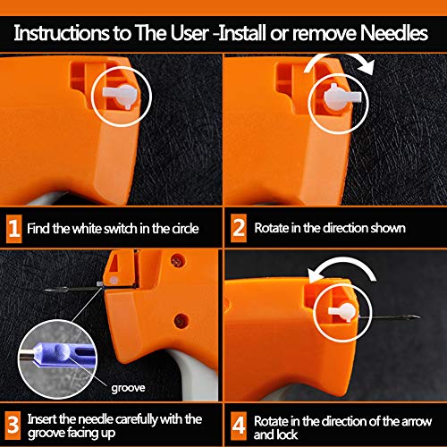 Molliy Clothes Tagging Gun Kit Price Tag Gun for Clothing(2 Pack) 5000 2 Inch Attachments and 10 Needles,Orange