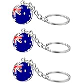 LLBFHH 3 Pcs Australia Flag Key Chain,Cool Keychain for Car Keys, Stainless Steel Keyrings & Keychains,Used for Home Decoration, Jewelry Hanging Decorations.