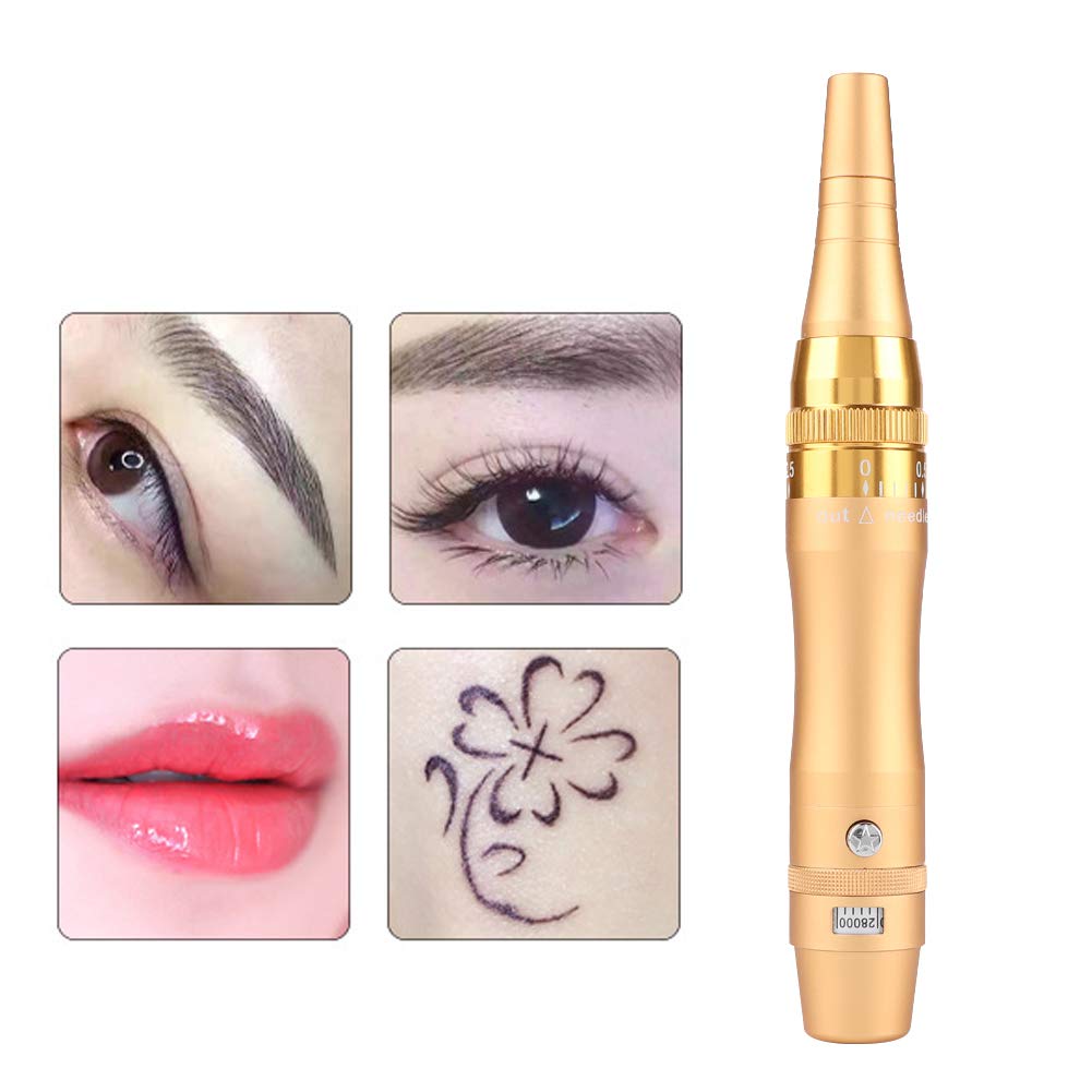 Tattoo Machine, Tattoo Pen Rotary Tattoo Machine, Professional Semi Permanent Makeup Machine, for Shader Liner Coloring, Assorted Motor Gun Kits(yellow)