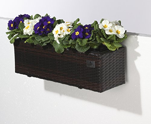 GARTENFREUDE Polyrattan Balkonkasten Blumenkasten 60 x 19 x 20 cm inklusive Aufhängung , mit Überlauf für ein… – Bild 3