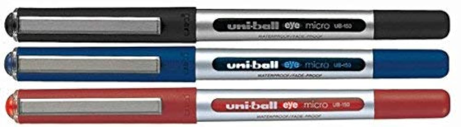 uni-ball EYE MICRO UB-150E MIXED PACK OF 3 [1 x Black, 1 x Blue, 1 x Red]