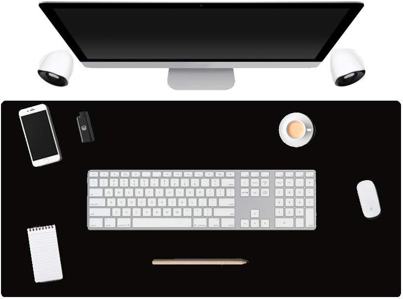 PUSU Gaming Mouse Pad Office Desk Mat Dual-Sided Use PU Leather Desk Protecter Cover for Home Laptop Keyboard Desktop mat Waterproof No-Slip Writing 35.4“x 17.7” (Black & Red)