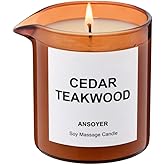 ANSOYER Massage Oil Candle| Massage Oil for Massage Therapy| Massage Lotion & Body Oil Candle| 8 OZ| Amazing Gift for Men or Women (Cedar Teakwood)