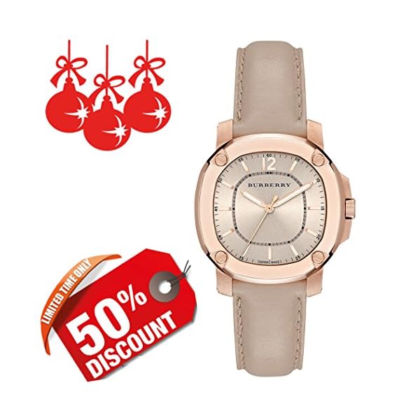 burberry round leather strap watch 38mm