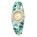 Womens Quartz Gold Flower Wrist Watch Iced Out Crystal Bracelet, Casual Fashion Watches