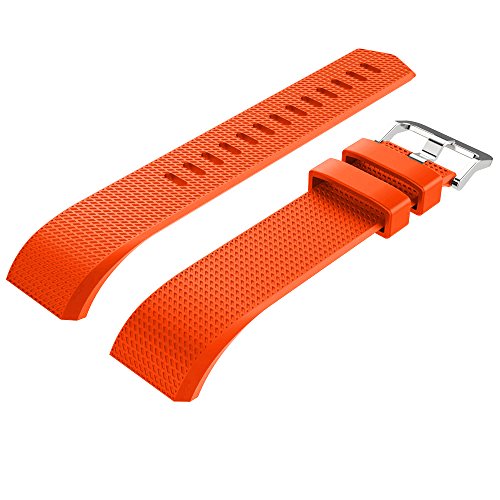 MoreToys Silicone Adjustable Replacement Accessory Sport Watch Band Wrist Strap Bracelet for Fitbit Charge 2 Fitness Wristband (Orange)