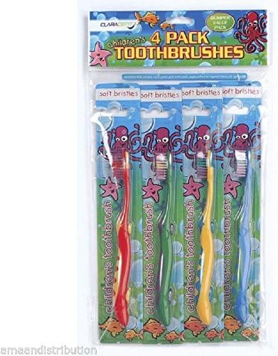 Claradent Kid's Soft Bristles Toothbrushes Bumper (Multicolour)-Pack of 4