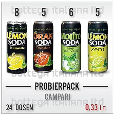 PROBIERPACK Nr. 1 - LEMONSODA (zero) - MOJITOSODA - ORANSODA Campari (24 Stück à 0,33 Lt)