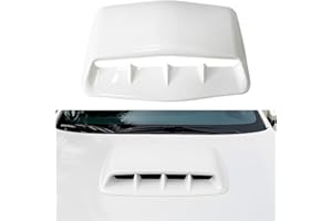 FALVFUN Car Hood Vents, Vehicle Scoop Turbo Bonnet Hood Air Flow Intake Cover, Automotive Exterior Decorative Engine Cooling Intake Vent Trim Accessories, Universal for SUV RV Truck (White)