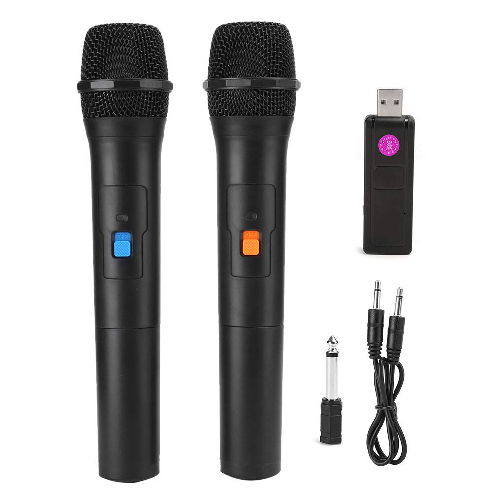 VHF Universal Wireless Microphone, USB Receive Dynamic Handheld Mic, 50m Range, VHF Cordless Microphone System For Karaoke, Live Performances, Meetings, Parties(V16U)