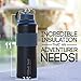 Thermo Tank Insulated Stainless Steel Water Bottle - Ice Cold 36 Hours! Vacuum + Copper Technology - SS Inner Lid, Silicone Grip - 40 Ounce (Black + Grey, 40oz)