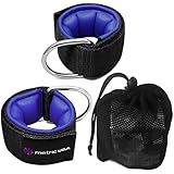 Metric USA Ankle Straps Cable Machines - No Doubt It's Most Comfortable Padded Cuffs Best Ab, Glute & Leg Fitness Workout -Long Lasting Stainless Steel D-Ring Attachment & Free Deodorizer Case