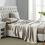 OOSilk 4 Pieces 100% Mulberry Charmeuse Silk Bed Sheet Set Seamless Deep Pocket (King Size, Taupe Color)