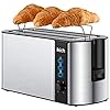 IKICH 4 Slice Toaster, Stainless Steel, Extra Wide 4Slice Long Slot Toaster, 6 Browning Setting(Warming Rack/Variable Width/High-Lift/1500W, Defrost/Reheat/Cancel/Automatic Toaster)