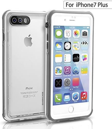 iPhone 7 Plus Waterproof Case, SHARKCASE Clear Underwater Fully Sealed Hard Cover, Shockproof Snow Dust Proof Protective Case for iPhone 7 Plus, 5.5'' Grey