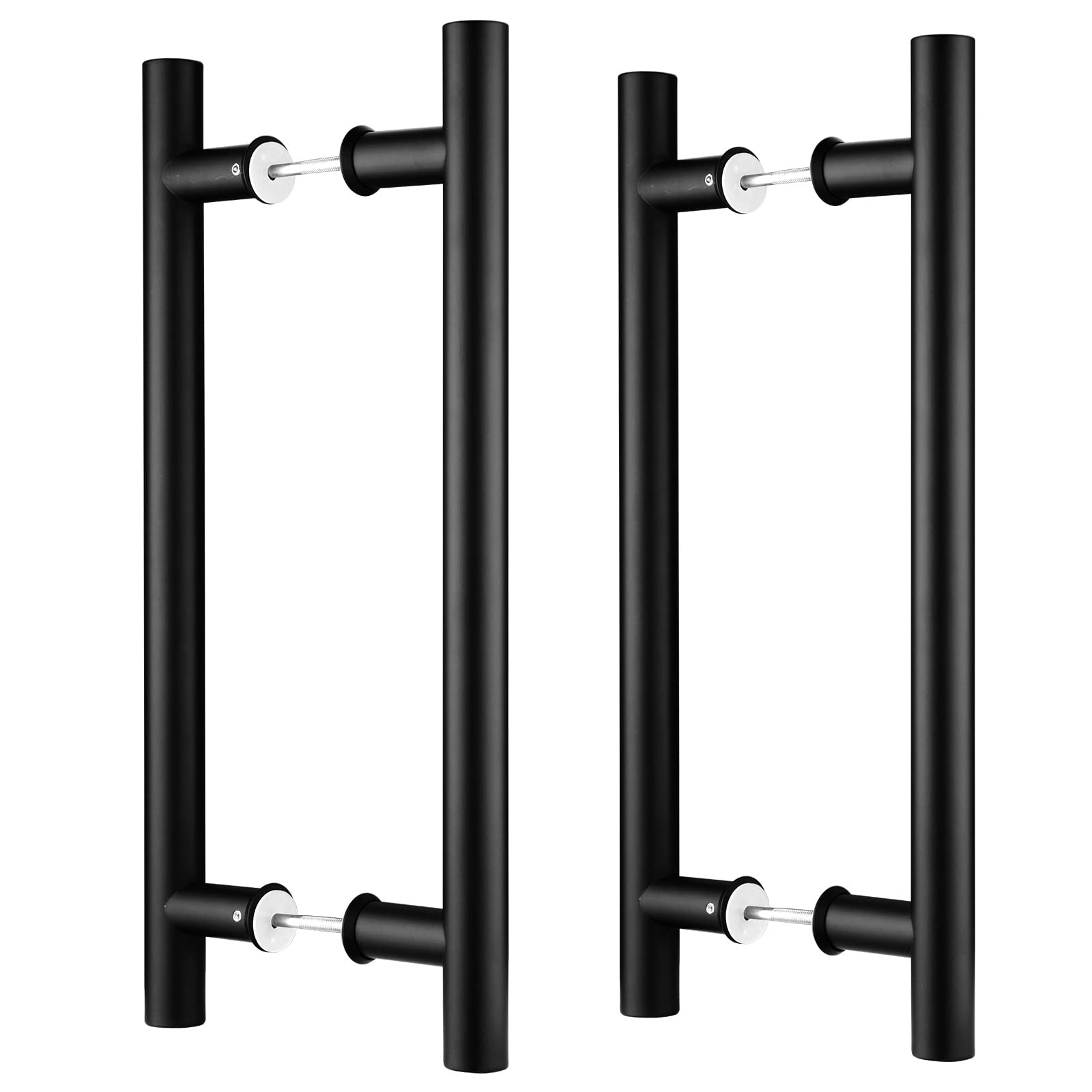 Photo 1 of EaseLife 16" Double Sided Push Pull Door Handle,Matte Black,Stainless Steel,H Shape Sliding Door Handle,Fit for Glass Door Wooden Door,2 Pack