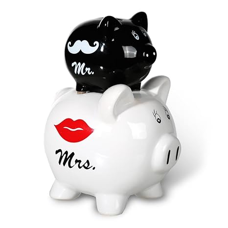HC-Handel 922646 Spardose Double Piggy 'Mr. & Mrs.' aus Keramik 14 x 20 cm