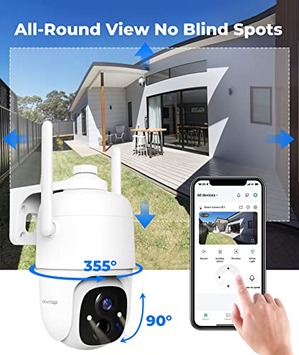 Outdoor Security Camera, 2K Wireless Outdoor Camera w/ 360° PTZ, Color Night Vision, AI & PIR Motion Detection, Battery Powered Smart Security Camera, Baby/Pet Monitor with 2-Way Audio, IP65, Cloud/SD