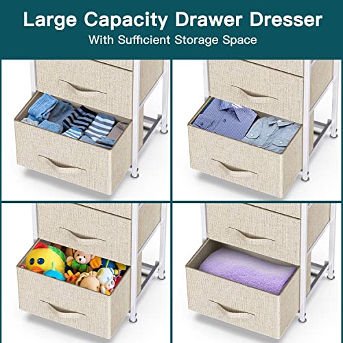 Pipishell 3 Drawer Fabric Dresser Storage Tower, Dresser Chest with