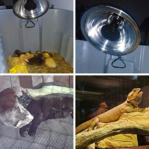 OMAYKEY 150W 2 Pack Ceramic Heat Lamp, Upgraded Thicker Infrared Reptile Heat Emitter Heater Lamp Bulb for Pet Brooder Coop Chicken Lizard Turtle Snake Aquarium, No Light No Harm, 24hr Heat Source