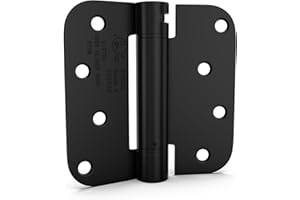 Pack of 2 goldenwarm Self Closing Door Hinge Black Hinges 4 Inch Spring Door Hinge with 5/8" Radius Corners - Adjustable Door