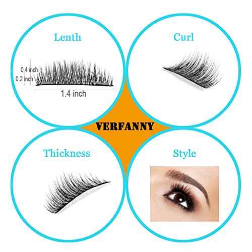 Magnetic Eyelashes No Glue-Reusable False Eyelashes Set for Natural Look ,3D Reusable Full Eye Fake Lashes Extensions By Verfanny- Thick Soft & Handmade Seconds to Apply (1 Pair 4 Pcs)